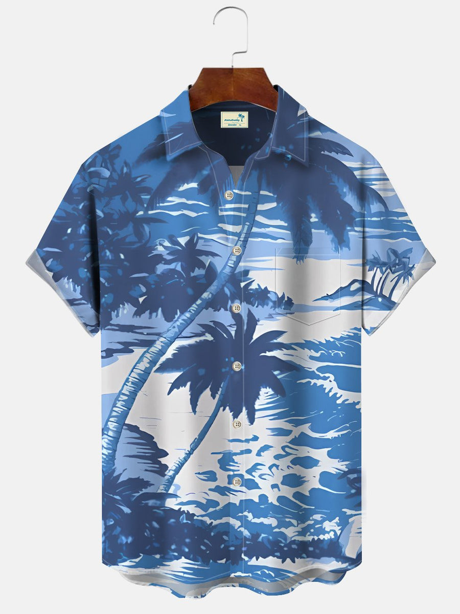 Blue Hawaii Series Pockets Coconut Tree Shirts - Alohadaddy – AlohaDaddy