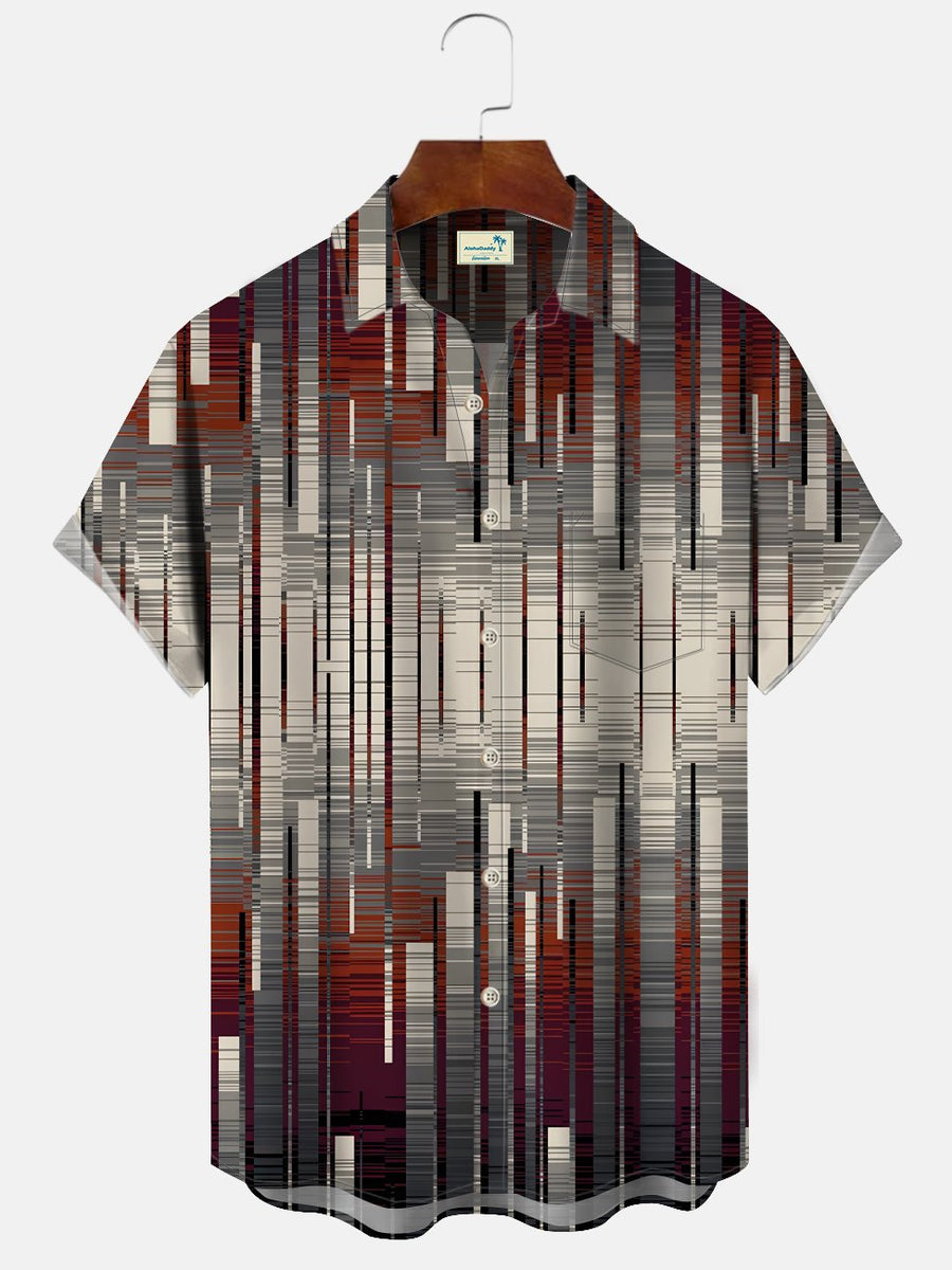 Red Vintage Series Geometric Pockets Shirts - Alohadaddy – AlohaDaddy